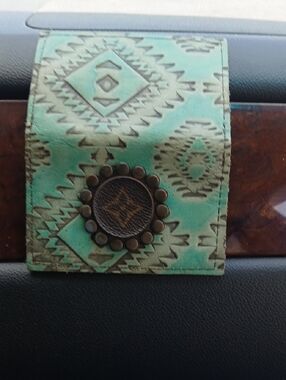 UPCYCLED Turquoise Patterned Leather with Stud Detail